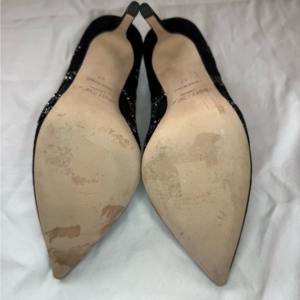 Jimmy Choo Black Glitter Heels - Picture 6 of 7